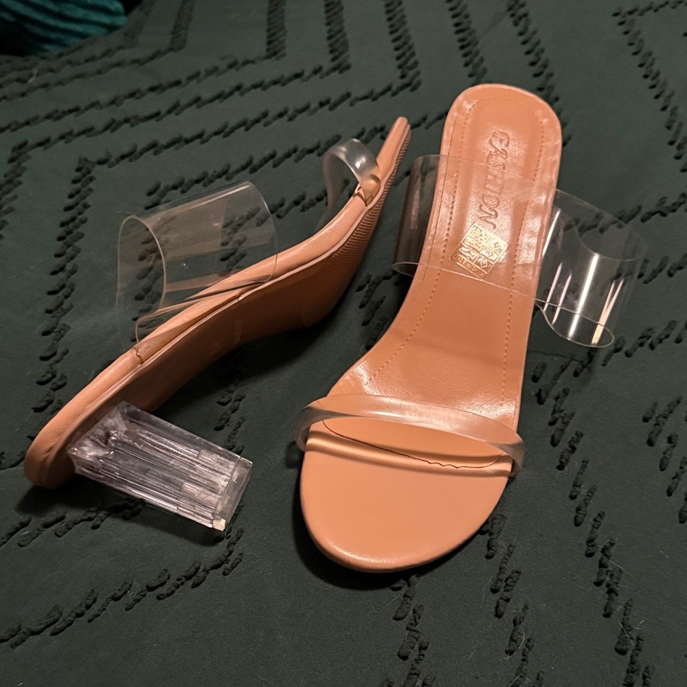 Transparent Strap Nude Heels